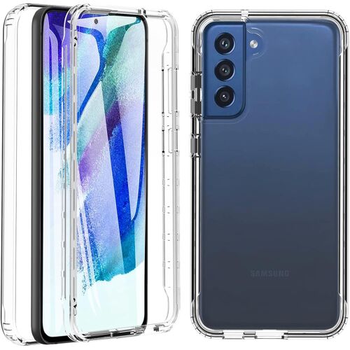 CAUC-Coque pour Samsung Galaxy S21 FE 5G, Etui Samsung S21 FE [avec Protecteur d'écran] Antichoc Anti-Rayure Housse 360° Integrale Silicone TPU Bumper Case Coque pour Samsung S21 FE 6,4"" (Clair)