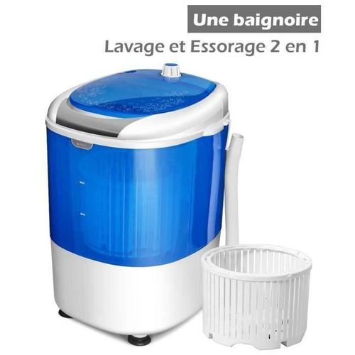 COSTWAY Mini Machine à Laver avec Essoreuse à Cuve Unique 2,5 KG Portable avec Fonction de Chronométrage pour Appartement/Dortoir