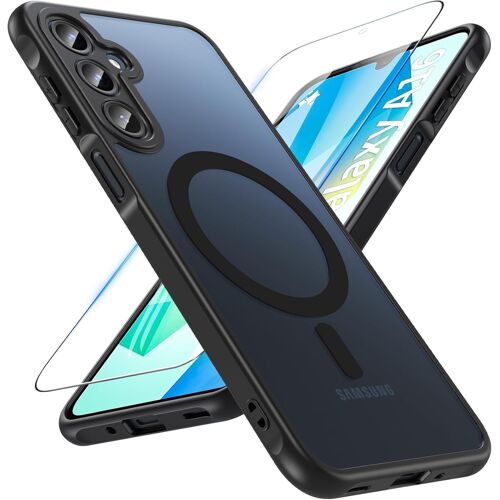 Coque pour Samsung Galaxy A16 5G avec MagSafe, Magnétique Coque Samsung A16 5G avec Verre Trempé, Antichoc Protection Caméra Protecteur Etui Housse Case pour Samsung Galaxy A16 5G (Noir)