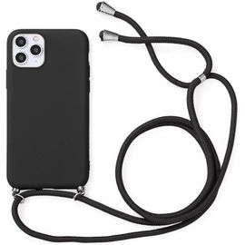 Collier Coque Compatible Avec Apple Iphone 6/6s 4,7"", Étui De Téléphone Avec Cordon Ultra Mince Souple Tpu Bumper Housse Tpu 360 Degrés Antichoc Avec Cordon Réglable, Noir[Wke08632]