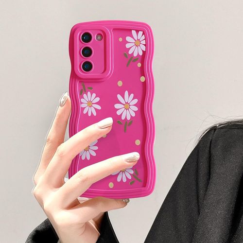 Coque Pour Samsung Galaxy S22 5G, Wave Frame Marguerite Étui En Silicone Liquide, Housse De Téléphone En Motif De Daisy Fleur Antichoc Bumper Cover Case Pour Filles Femme, Fleur Pi[HOU994982]
