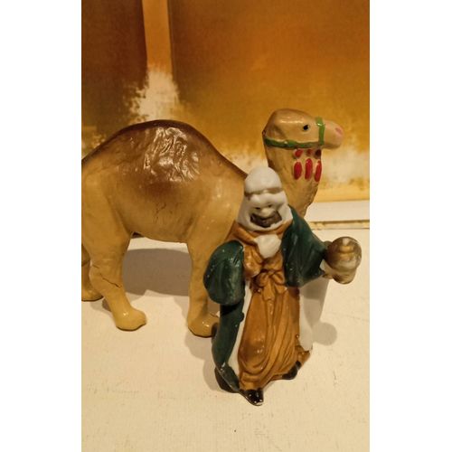 Roi Mage Et Son Dromadaire Santon Résine 8x10 Cm