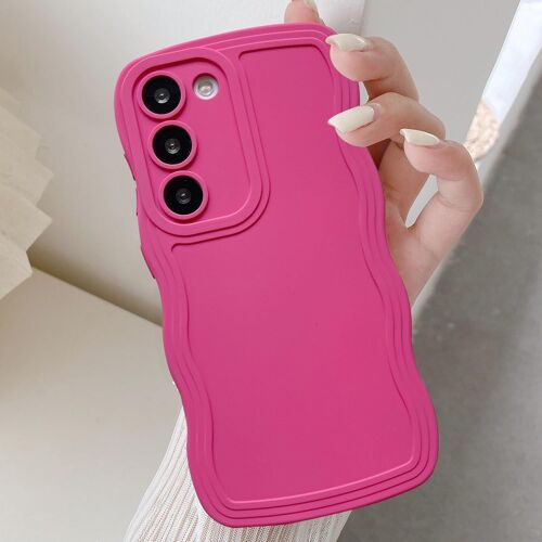 Coque Pour Samsung Galaxy S23 5g, Housse De Protection Wave Frame Etui En Ultra Léger Et Mince Antichoc Souple Tpu Bumper Cover Pour Filles Femme Full Caméra Protection - Rose Roug[Wke00341]