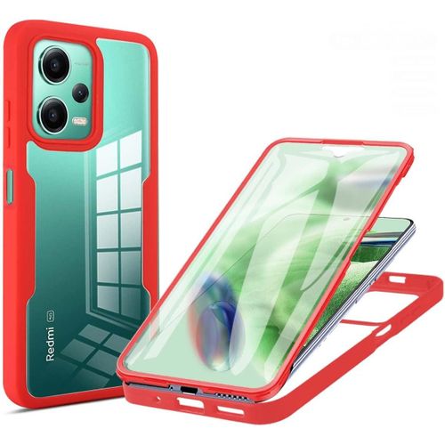 Coque Pour Xiaomi Poco X5 5g / Redmi Note 12 5g[ Protection D'écran Intégrée] Étui De Protection Antichoc 360 Degré, Transparente Tpu Bumper Protection Pochette, Rouge[Wke01882]