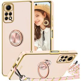 Coque Pour Xiaomi Redmi Note 11 4g/Note 11s 4g Avec Cordon Et 360 Degrés Anneau Support, Étui Housse Antichoc Souple Silicone Tpu Bumper Portable Protection Case Avec Amovible Coll[Wke02077]