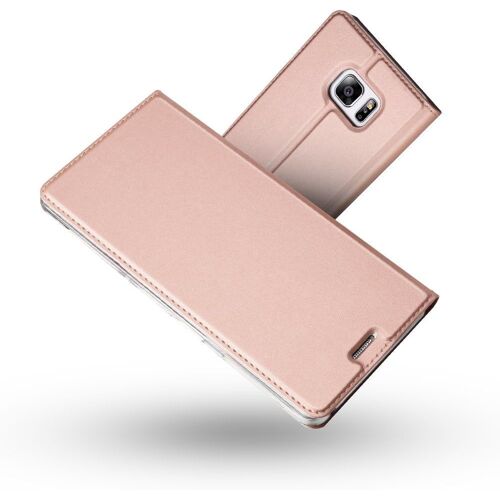 SJZG-Coque Galaxy S7 Edge,Ultra Mince En Cuir Pu Premium Housse À Rabat Portefeuille Coque Étui De Protection Bumper Folio À Clapet Avec [Fente Pour Carte] Pour Samsung Galaxy S7 Edge (Rose)