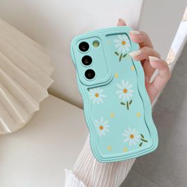 TRAHOO-Coque pour Samsung Galaxy S20 FE 5G, Wave Frame Marguerite Étui en Silicone Liquide, Housse de Téléphone en Motif de Daisy Fleur Antichoc Bumper Cover Case pour Filles Femme, Fleur Bleu