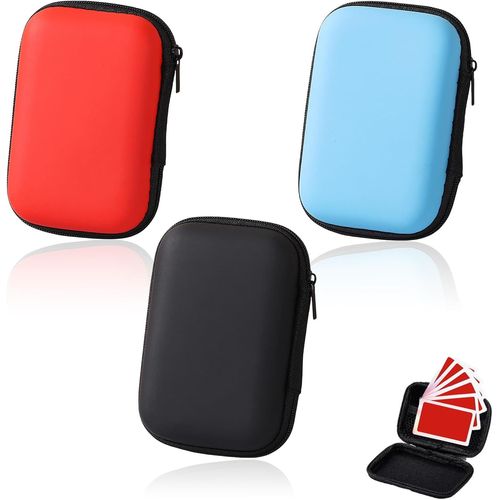 ChenQuanSarl-3 Boîtes Rangement Carte Pour ,Boite Rangement Carte,Rangement Carte A Jouer,Jeux De Carte Boite,Mallette De Câble De Données,Boitier Disque Dur Externe (Noir Bleu Rouge)