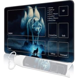 Mtg Tapis De Jeu 24"" X 14"" Mtg Tcg Avec Bords Cousus Impression Hd Tapis De Jeu Antidérapant Pour Jeux De Cartes Avec Sac De Rangement Tapis De Jeu De Combat Loup.[Y918]