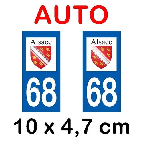 Autocollant Plaque Immatriculation Voiture Dpt 68 Haut Rhin
