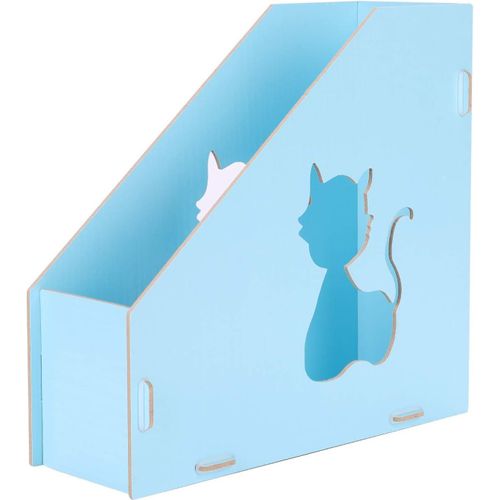 Porte-Revue en Bois avec Motif Chat-Rangement pour Magazine,Dossier,Journal A4-Support Document Livres Grande Capacité-Organiseur de Bureau Maison Scolaire