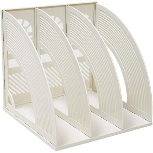 Porte-revues de Bureau 3 Compartiments Support Boite de Rangement Plastique Etagère Module de Rangement DIY Organisateur de Papiers Magazines Dossies Livres Cahiers Panier de Stockage Fichier.[T61]