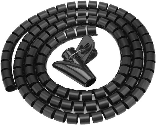 Spiral Wrap Tube,Protective Sleeve Covered with Flexible Cord,Cable Management Sleeve for Office,Cable Sleeve Sheath Kit (Black 1.5 m x 16 mm)
