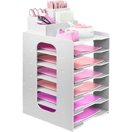 Teppd-Bac À Courrier À 7 Niveaux, Corbeille À Courrier, Organiseur De Bureau A4 Avec Porte-Stylo, Bacs De Rangement De Bureau Empilables Pour La Maison, Le Bureau, L'école