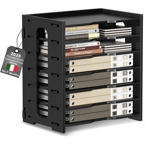 Teppd-7 Niveaux A4 Organiseur De Bureau Lmpilable, Porte-Documents En Bois, Plateau De Rangement Pour Lettres Et Courrier, Organisateur Pour Trier Les Fichiers, Rangement Pour Documents (Noir)