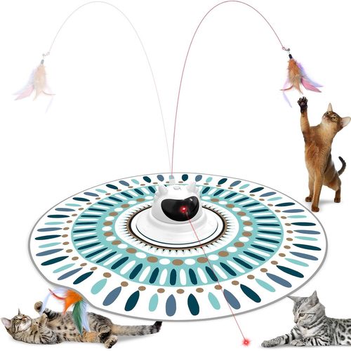 Jouet Interactif Pour Chat - 3 En 1 - Avec Plumes - Rechargeable - Point Rouge - Jouet Électrique Pour Chats De Tous Âges