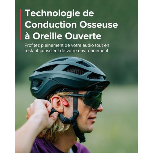 SUBZONAL-Wing Casque à Conduction Osseuse sans Fil, Écouteurs Sport Bluetooth 5.2 à Oreilles Libres, Contrôle de Mouvement de Tête, Lumière LED, IP67 Étanche 10H d'Autonomie pour Running Course Vélo