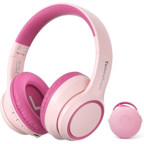 SUBZONAL-Casque Bluetooth sans Fil Enfant, Casque Anti-Bruit Enfant Audio, 60h Autonomie, Micro Intégré, Over-Ear Bluetooth Headphones, pour école/Maison/Voyage ¿ étui Inclus (Rose)
