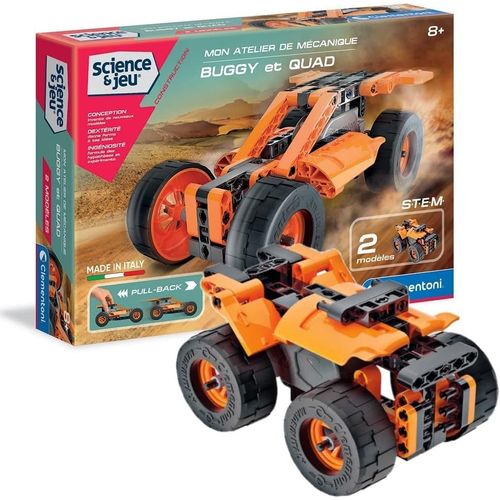 lbgwp60-Science & Jeu ¿ Mon Atelier De Mécanique Buggy Et Quad Pour Enfants 8 Ans+ | Kit Stem Mécanique Construction 100 Pièces Interchangeables | Mécanisme Pull-Back | Application 3D Interactive
