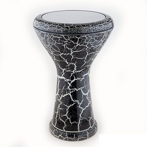 Derbouka Egyptienne Noire Craquelée Équipée D'une Peau Noire