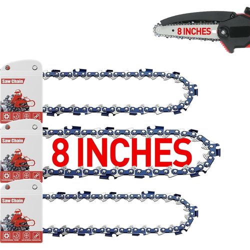 POPU-8 Pouces Chaine Tronconneuse,1/4""Lp 1,1 Mm 47 Maillons 20 Cm Chaînes Pour Tronçonneuses 3-Pack,Mini Chaîne De Scie De Remplacement