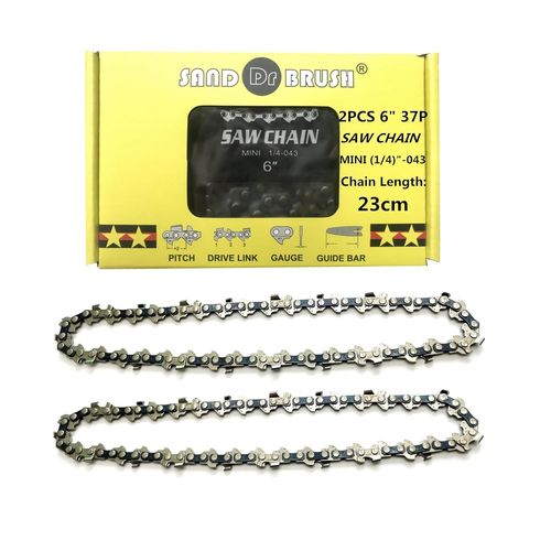 SUBZONAL-Chaînes de tronçonneuse¿Scie à Chaîne pour 6 pouces Mini Tronçonneuse Rechargeable Main Chaîne de rechange¿Pas 1/4"LP¿1.1mm¿37maillons¿Longueur Chaîne 23cm¿Plaque Guidage 18.5cm (2pcs)