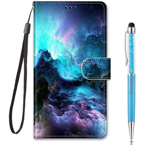 Coque Pour Samsung Galaxy M11 / A11, Mode Cratif Effet Bookstyle Dsign Tui De Protection Housse En Pu Cuir Avec Tpu Silicone Souple Phone Case Pour Galaxy M11 / A11 (Des Nuages)