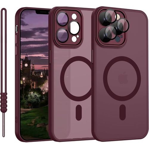 Sjzg-Coque Magnétique Pour Iphone 12 Pro Max Compatible Avec Magsafe, Étui Pour Iphone 12 Pro Max Translucide Mat Coque Ultra Fine Silicone Anti-Glisse Résistant Aux Rayures, Prune