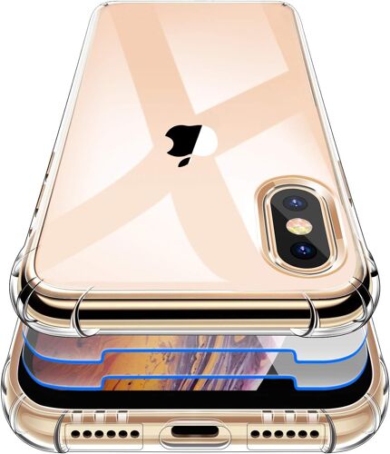 Coque iPhone XS Max - Souple Clair TPU Silicone,Housse Bumper, [Cadeau Ecran en Verre Protecteur][Shock-Absorption] Anti-d¿¿rapante Cover pour iPhone XS Max-6.5""- Transparent