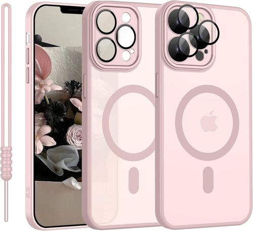 ELVORIX-Coque Magne¿Tique pour iPhone 12 Pro Max Compatible avec Magsafe, Mat Translucide Ultra - Mince Antichoc Anti Rayures Housse E¿tui pour iPhone 12 Pro Max Rose