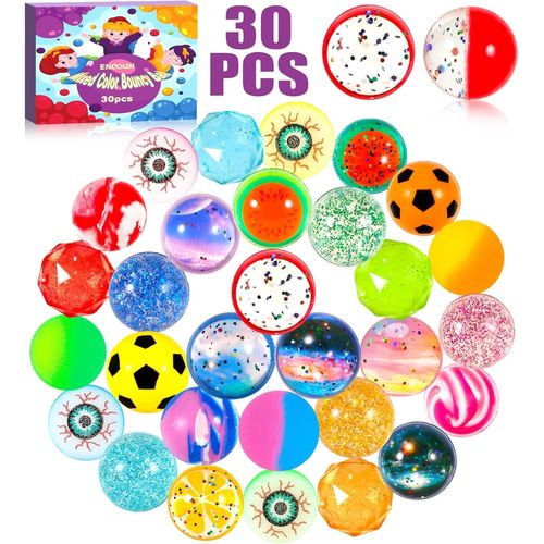 Rvkal-30pcs Balle Rebondissante,32mm Balles Rebondissantes Enfant,Caoutchouc Rebondissantes Balles,Couleurs Vives,Bouncy Balls,Pinata Remplissage De Sac Cadeau,Couleurs Aléatoires