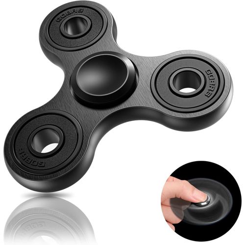RVKAL-Hand Spinner Metal,Anti Stress Fidget Toys Haute Vitesse De 2-5 Min,École Bureau Jouet Fidget Spinner Cadeau Pour Enfants Adultes Anxiety Relief Adhd Finger Spin Noir
