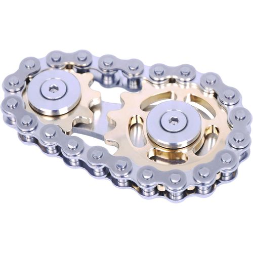 RVKAL-Fidget Spinner,Chaîne De Vélo De Liaison Spinner Design 2 Gears Figity Spin Finger Games,Mécanique Durable En Acier Inoxydable Métallique,Roulements Lisses,Jouets Premium Figit-Or
