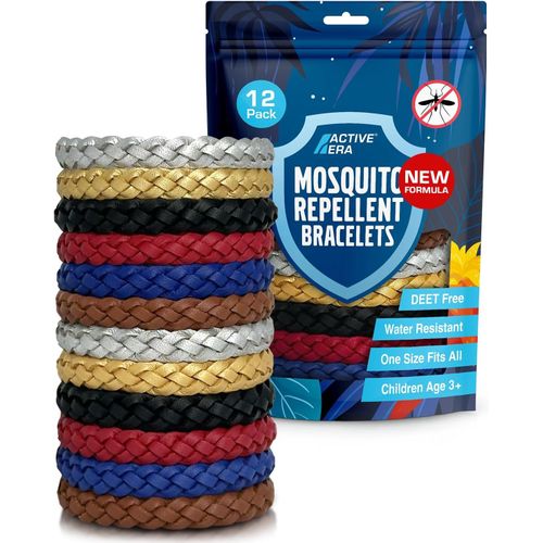 Bracelet Anti-Moustique En Cuir Pour Enfant & Adulte [Lot De 12] \U2013 Répulsif Naturel - 100% Sans Deet, Imperméable \U2013 Jusqu`À 250h De Protection Extérieure Contre Les Moustiques & Insectes 