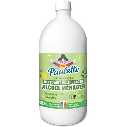 Alcool Ménager Citron - Désinfectant Dégraissant Multi-Surfaces Ecocert - Fabriqué en France - 1 L