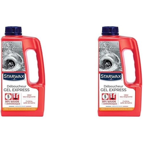 Déboucheur Express pour Canalisations - 1L - Idéal pour Déboucher les Canalisations Complètement Bouchées (Lot de 2)