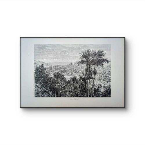 Imprimée en 1894, le lac de Kandy, Sri-Lanka. Original Vintage Authentique