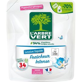 Recharge Lessive Ecolabel Fraîcheur intense - Hypoallergénique - 34 Lavages - 94% d'ingrédients d'origine naturelle - 1,53L