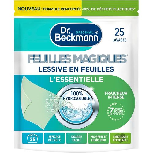 Lessive en feuilles L'ESSENTIELLE | Format pré-dosé, pratique et léger | 100% hydrosoluble, facile à utiliser et ranger | 25 feuilles, Bergamote