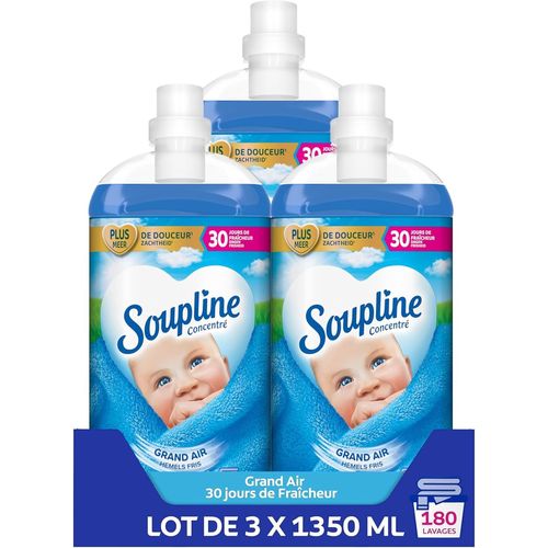 Adoucissant Liquide Concentré 3D Grand Air, Formule Action Froid, 92% D'ingrédients D'origine Naturelle, Set de 3x1.35L