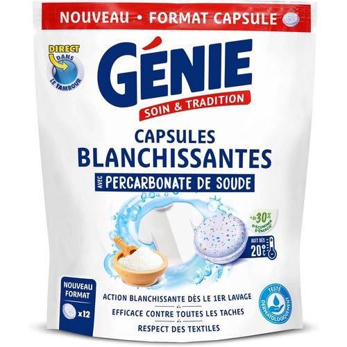 Génie Additif lessive Capsules blanchissantes avec bicarbonate de soude 12 x 20 g