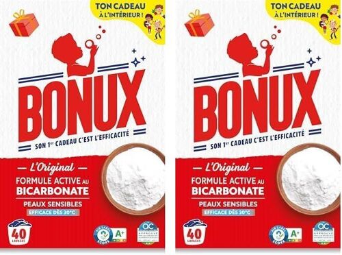 Lessive en Poudre l' - Adapt¿¿ aux peaux sensibles - Nettoie en Profondeur - Pour linge Blanc et Couleur - 2Kg et 40 Lavages (Lot de 2)