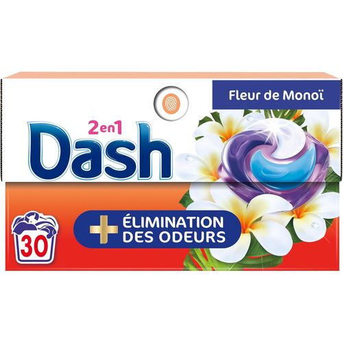2en1 PODS, Lessive En Capsule, 30 Lavages, Fleurs de Monoï, PLUS DE FRAÎCHEUR, ÉLIMINATION DES ODEURS avec l¿adoucissant Lenor, Fabriquée En France, 2in1