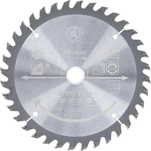 Lame de scie circulaire en métal dur | Ø 160 x 20 x 2,4 mm | 36 dents