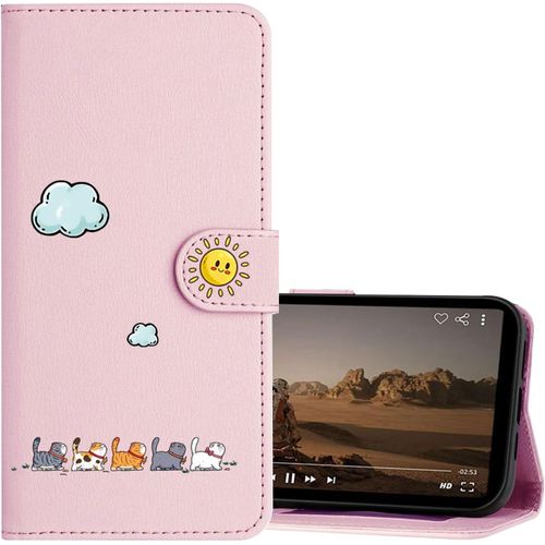 Kal-Pochette Pour Samsung Galaxy A36 5g(6.64") Etui Telephone Portable Aimantée Cuir Coque Portefeuille Samsung Galaxy A36 5g(6.64") Protection Flip Clapet Porte Carte Cordon Rabat Chat Rose