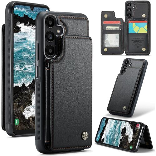 KAL-Pour Samsung Galaxy A25 5G (2024) Mince Wallet Portefeuille Coque, Avec Béquille/Porte-Cartes Blocage Rfid Cuir Fermeture Magnétique Housse Antichoc Pour Galaxy A25 5G, Avec Fente (Noir)
