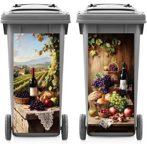 KAL-Autocollants De Vin Rouge Et Raisins De Poubelle À Roulettes Autocollant Décoratif De Poubelle Autocollants De Vin Rouge Et Raisins De Poubelle Pour Décorations De Poubelles