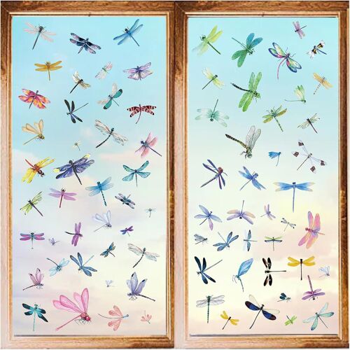 KAL-Styles D'Autocollants De Fenêtre Libellule Colorés Muraux À Décoller Et À Coller En Pvc Imperméables Autocollants Décoratifs Pour Réfrigérateur, Chambre À Coucher, Salon, Cuisine, Magasin