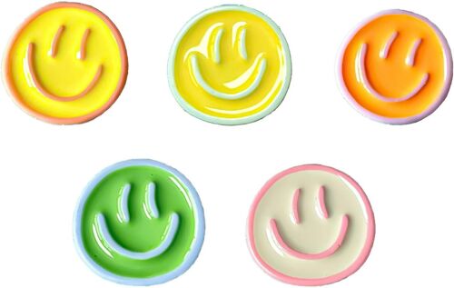 KAL-Lot De 5 Aimants De Réfrigérateur Smiley Face Autocollants Pour Tableau Blanc Autocollants Décoratifs Colorés Et Mignons Pour Réfrigérateur, Casiers, Tableaux Blancs Magnétiques