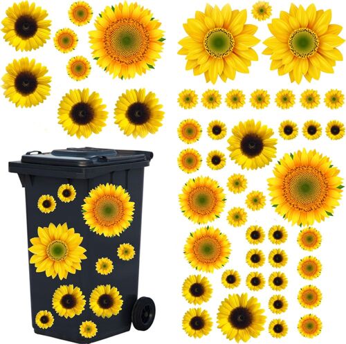KAL-Poubelle Autocollants Décoratifs Pour Tournesols Tournesols Pour Décoration De Poubelles Autocollant Pour Poubelles Autocollants Résistant Aux Intempéries Pour Poubelle Mur Réfrigérateur Porte